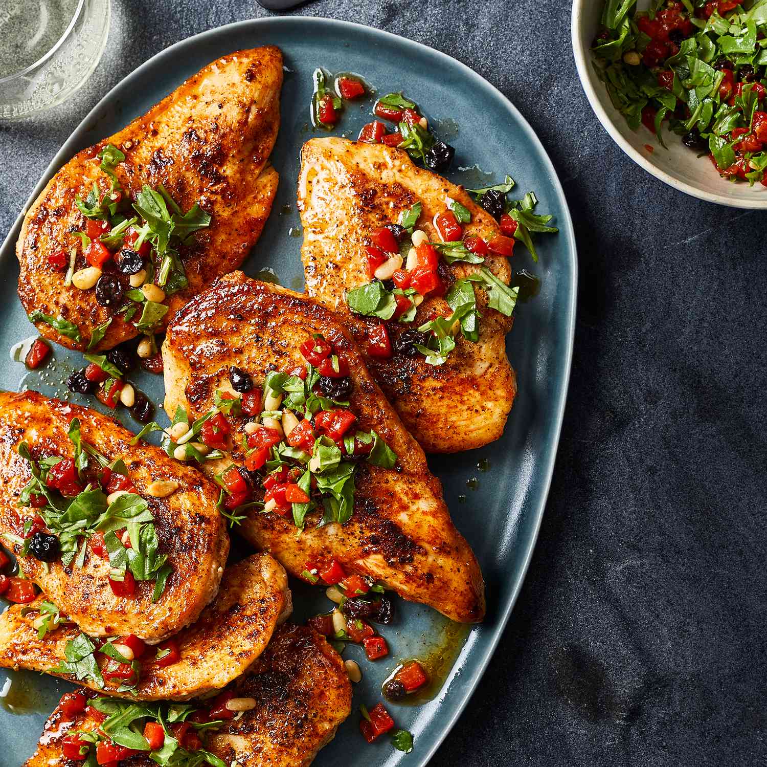 Pan-Seared Chicken with Texas Chili Rub and Roasted Peppers