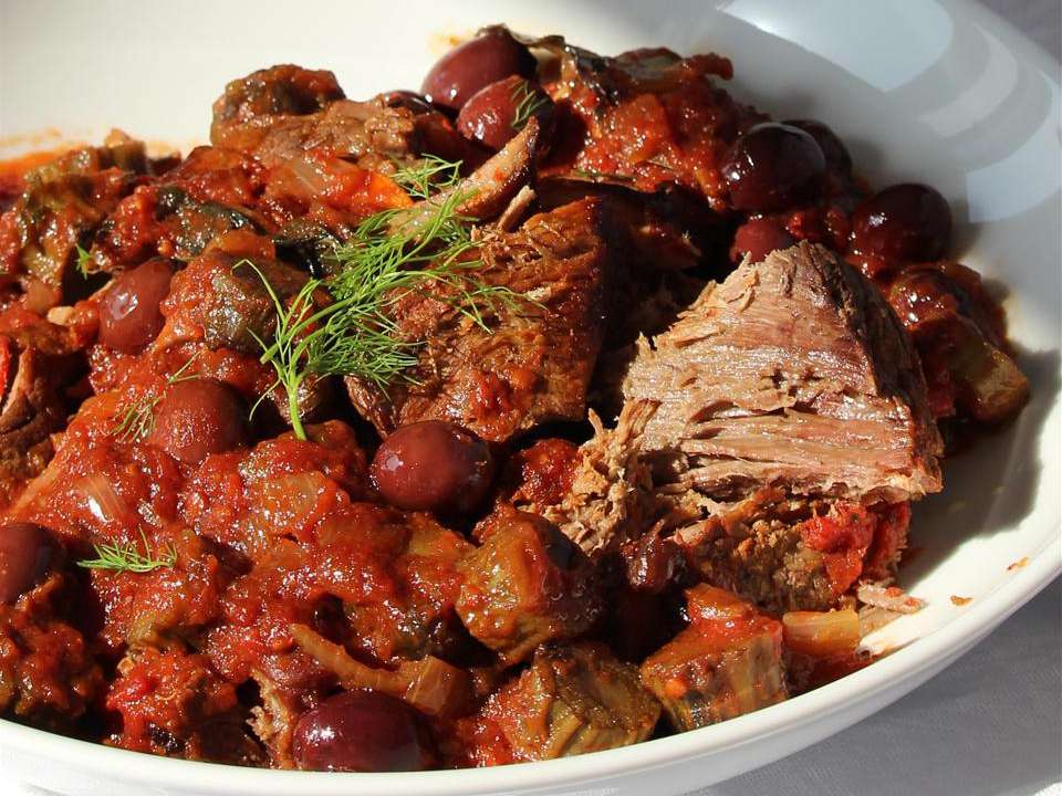 Slow-Cooked Mediterranean Beef with Tomatoes and Olives