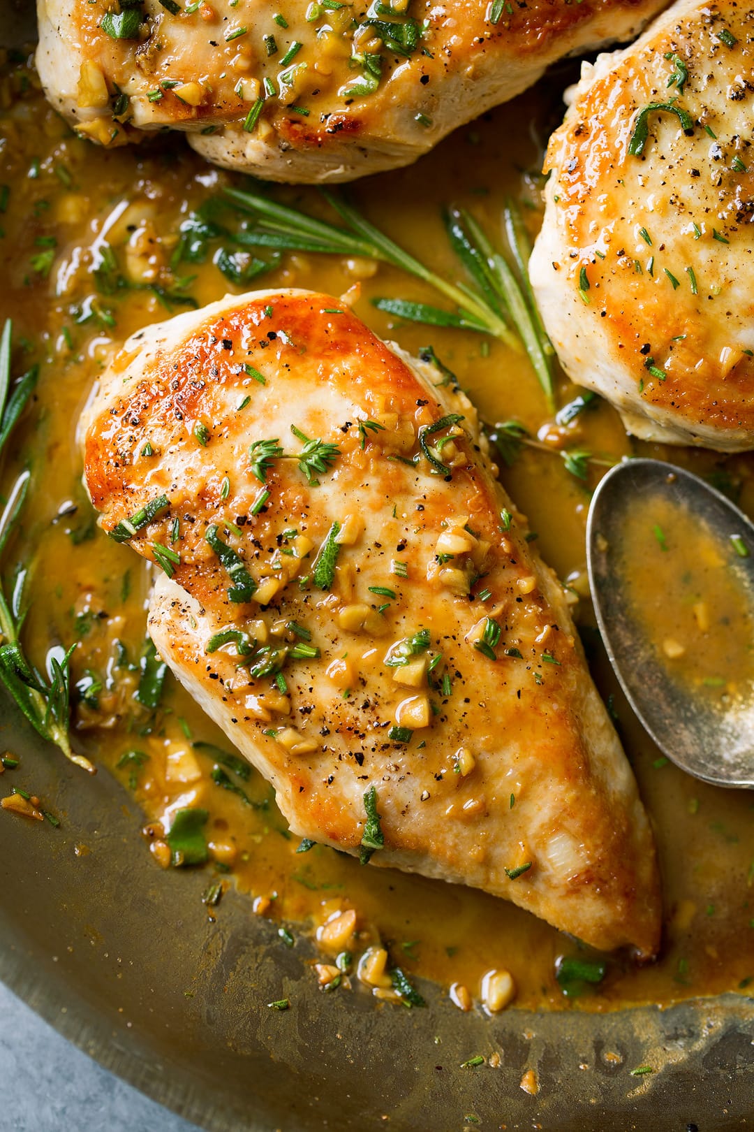 Pan-Seared Chicken Thighs with Garlicky Herb Butter