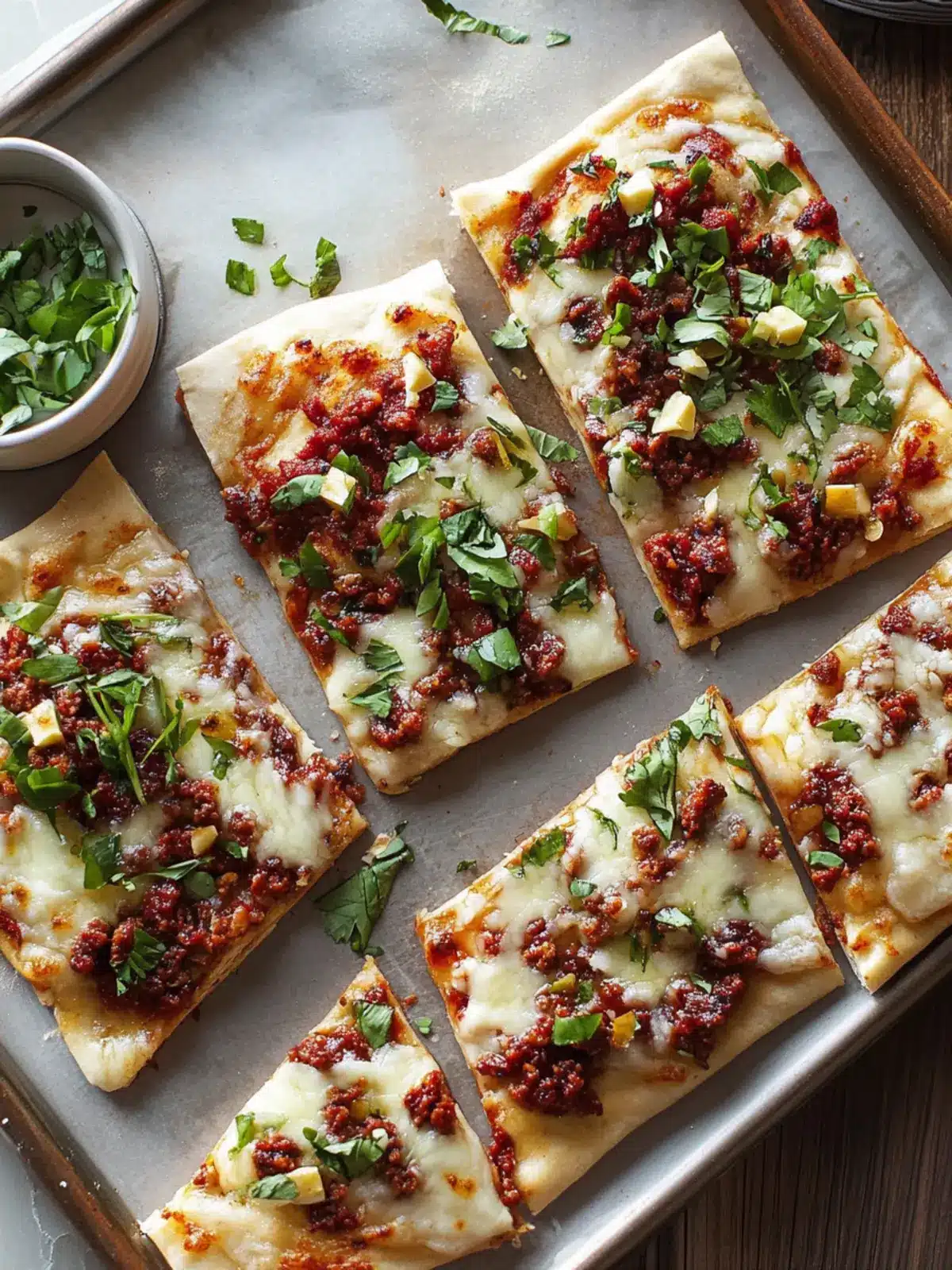 Spicy Chorizo and Manchego Flatbread with Romesco Drizzle
