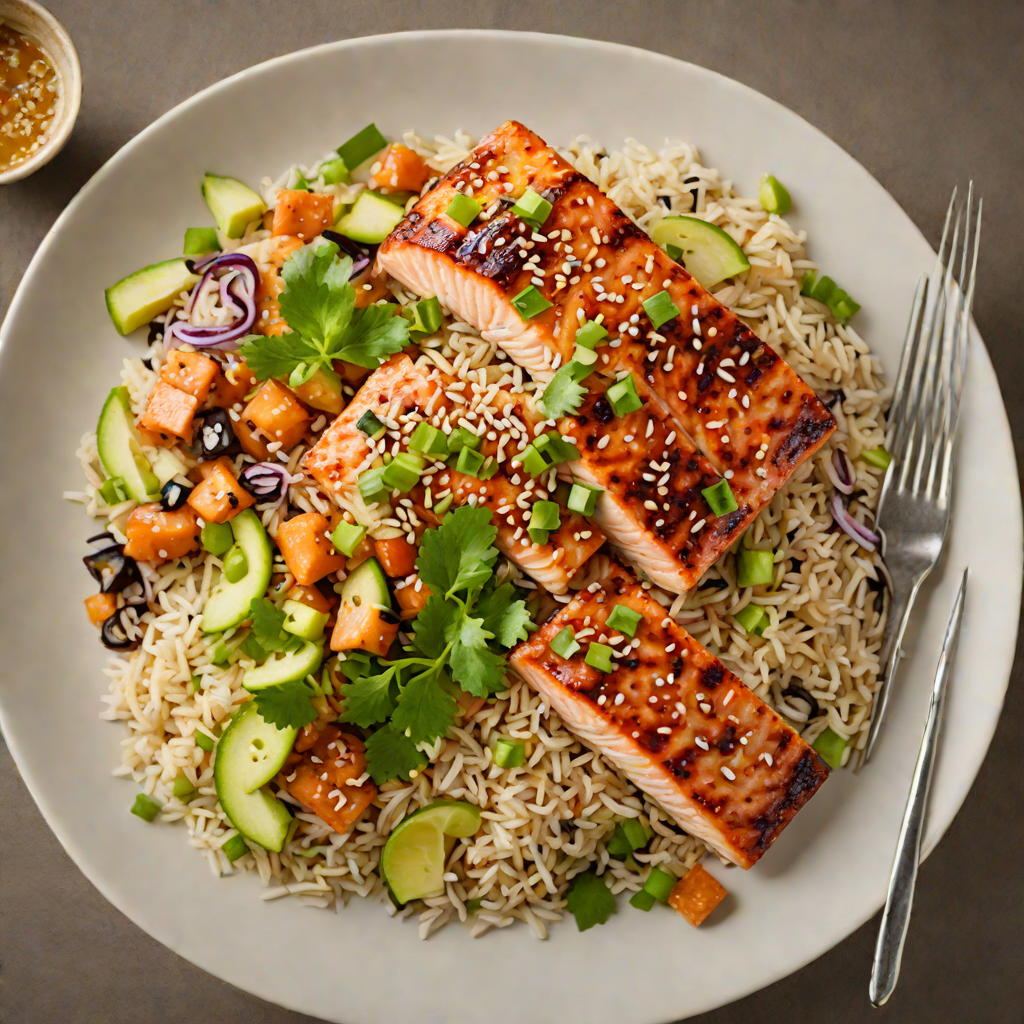 Miso-Glazed Salmon Rice Bowl with Sesame and Scallions