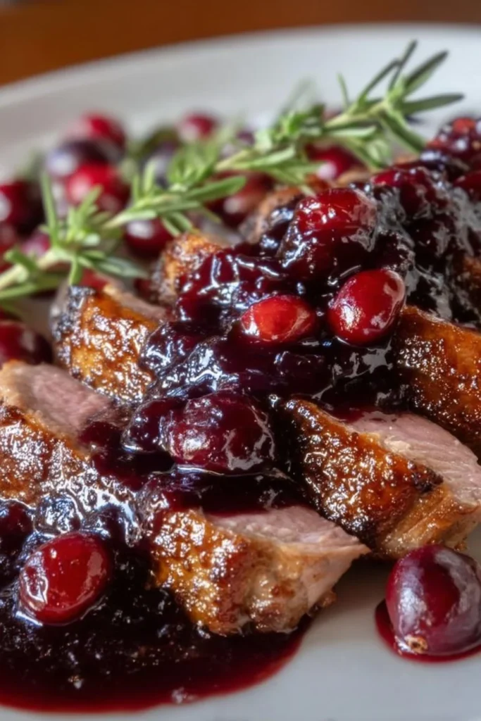 Pan-Seared Duck Breast with Cherry-Root Reduction