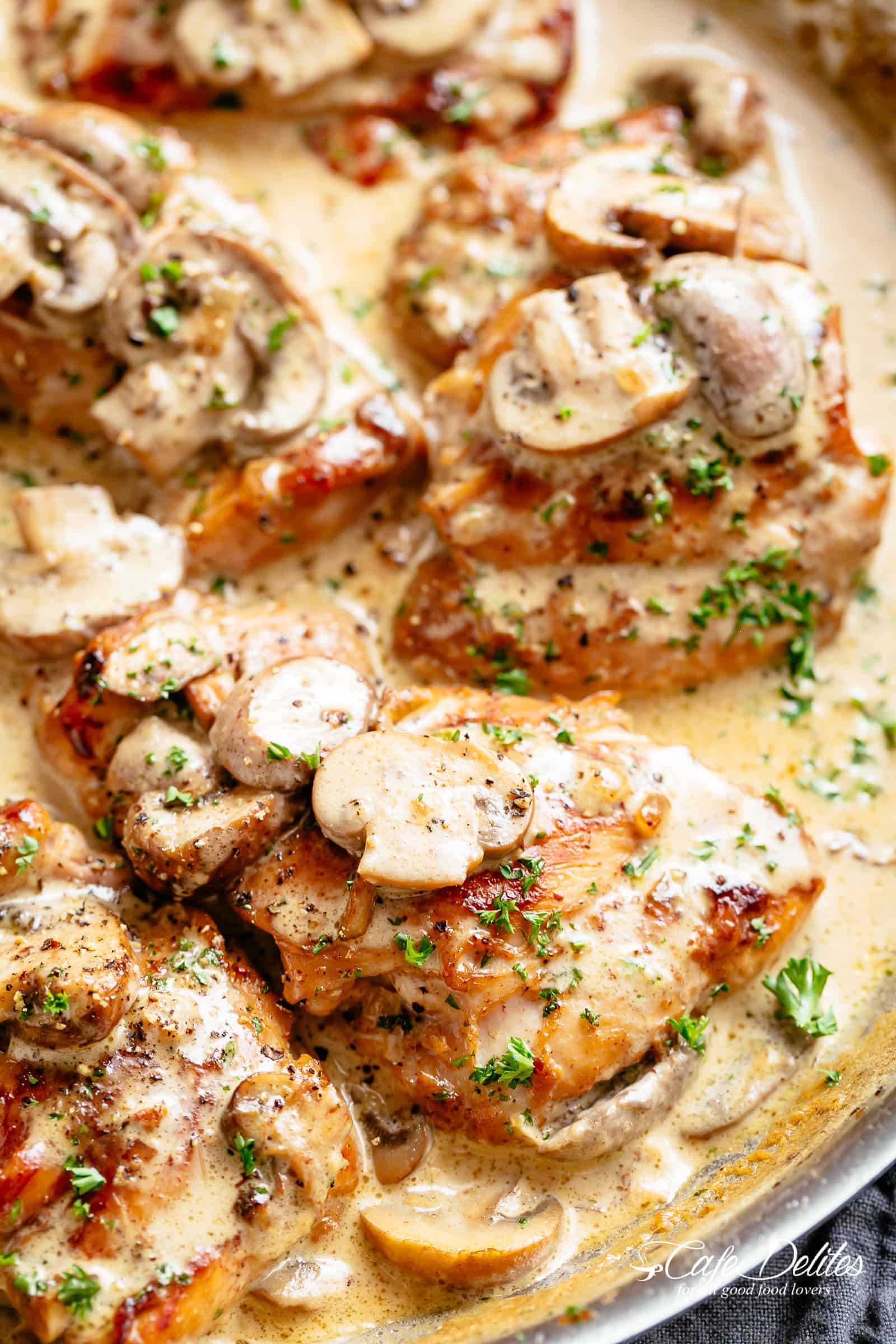 Pan-Seared Chicken with Half-and-Half Mushroom Sauce