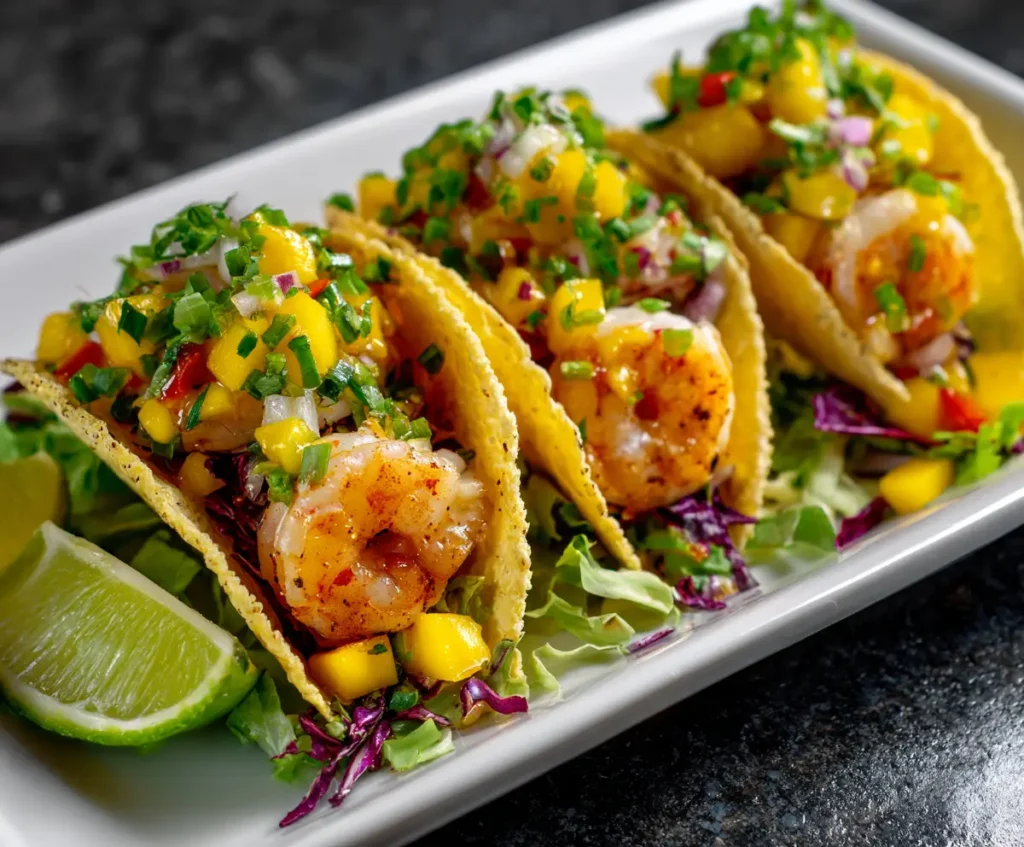 Sautéed Shrimp Tacos with Mango Salsa