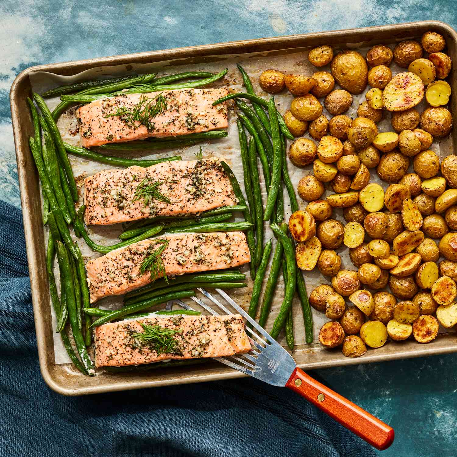 Sheet Pan Miso-Glazed Salmon with Roasted Baby Potatoes