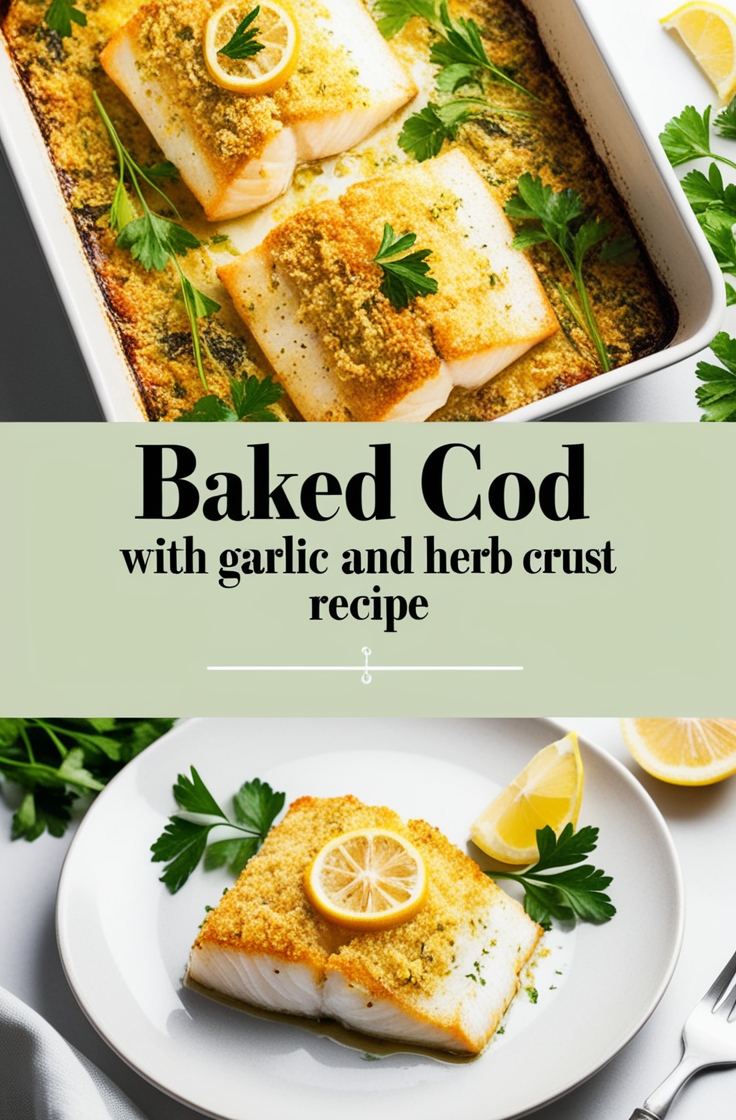 Baked Cod with Garlic-Parsley Crust and Lemon Zest