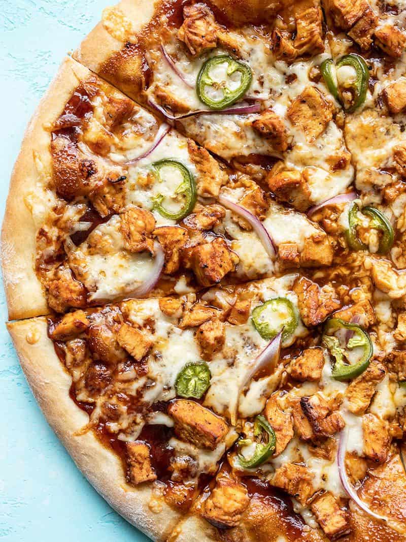 Pan-Seared Spicy BBQ Chicken Pizza with Red Onion