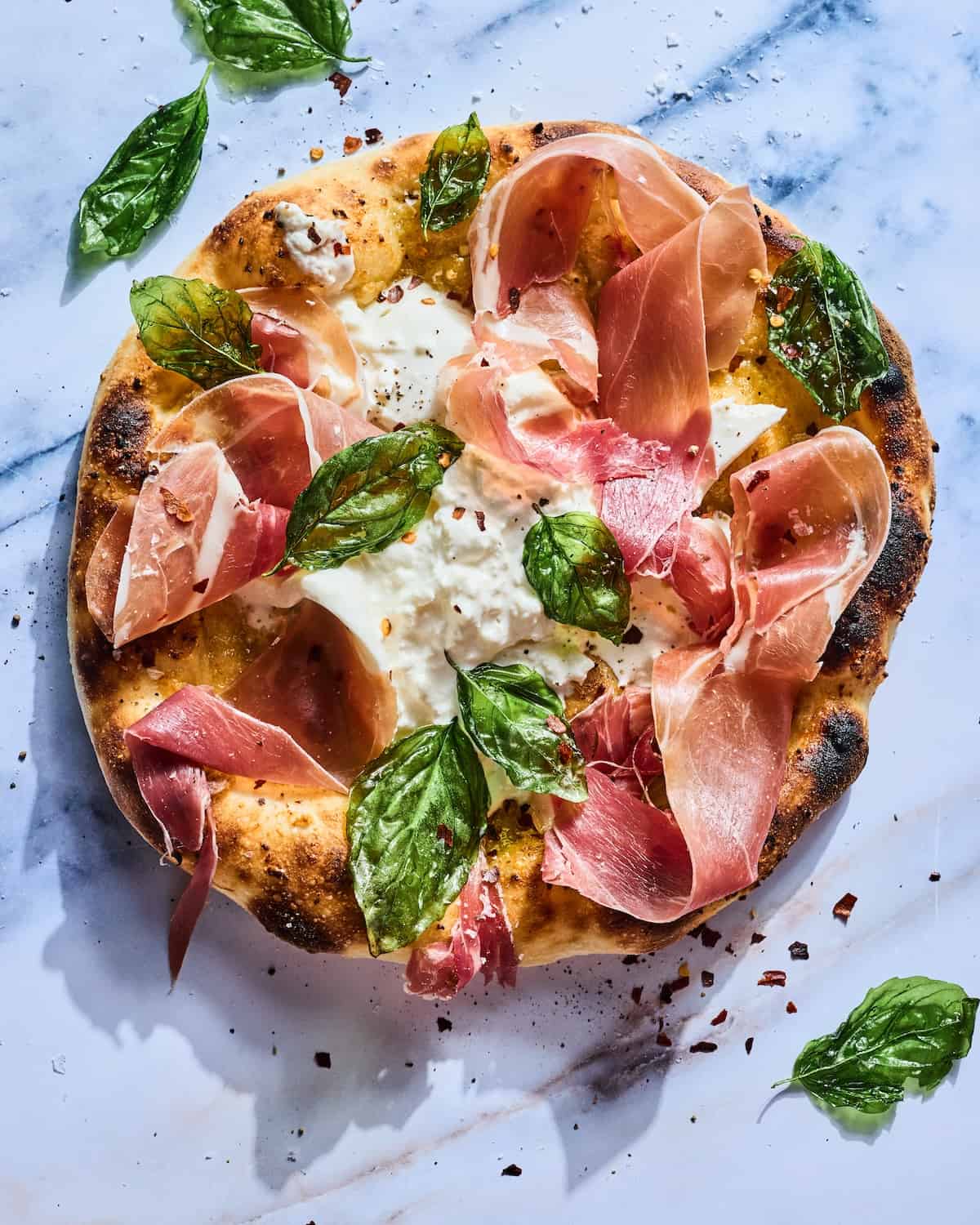 Neapolitan-Style Pizza with Burrata and Prosciutto