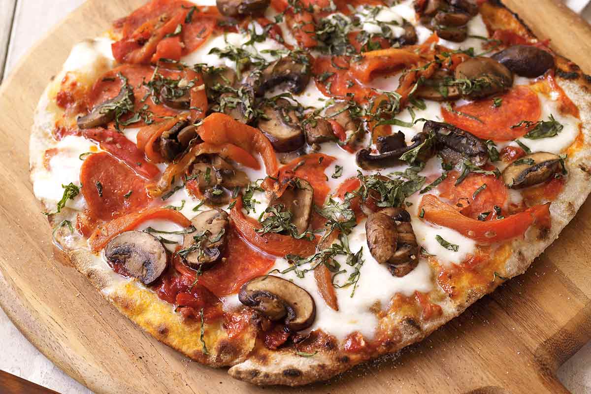 Crispy Thin-Crust Pepperoni and Mushroom Pizza