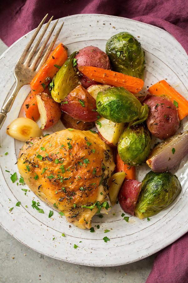 Pan-Seared Chicken with Herb Butter and Roasted Root Vegetables