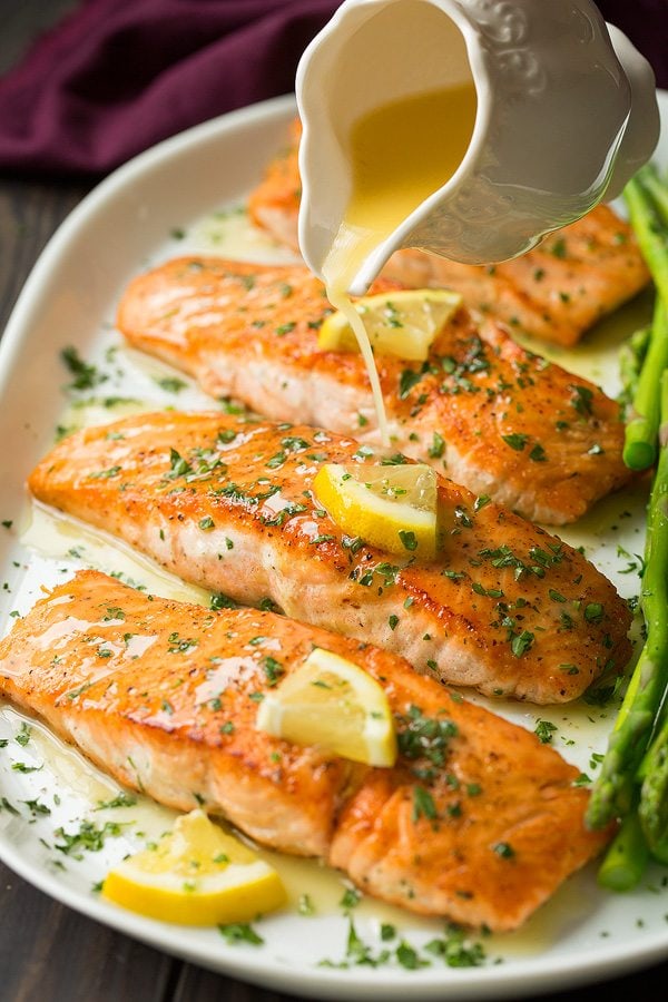 Pan-Seared Salmon with Citrus Butter Sauce and Wilted Spinach