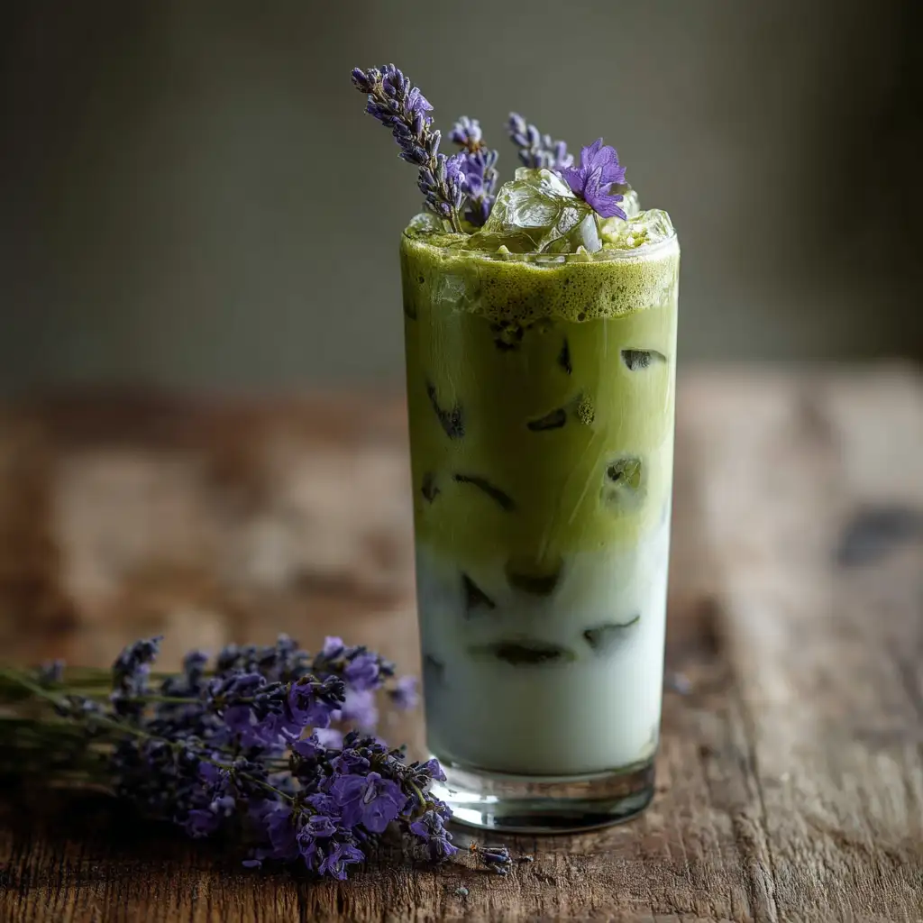 Lavender Honey Matcha Latte with Almond Milk
