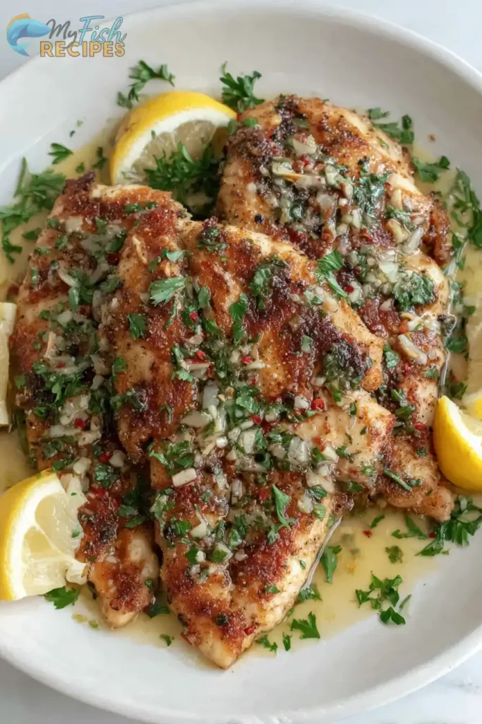Pan-Seared Tilapia with Garlic Lemon Butter Sauce