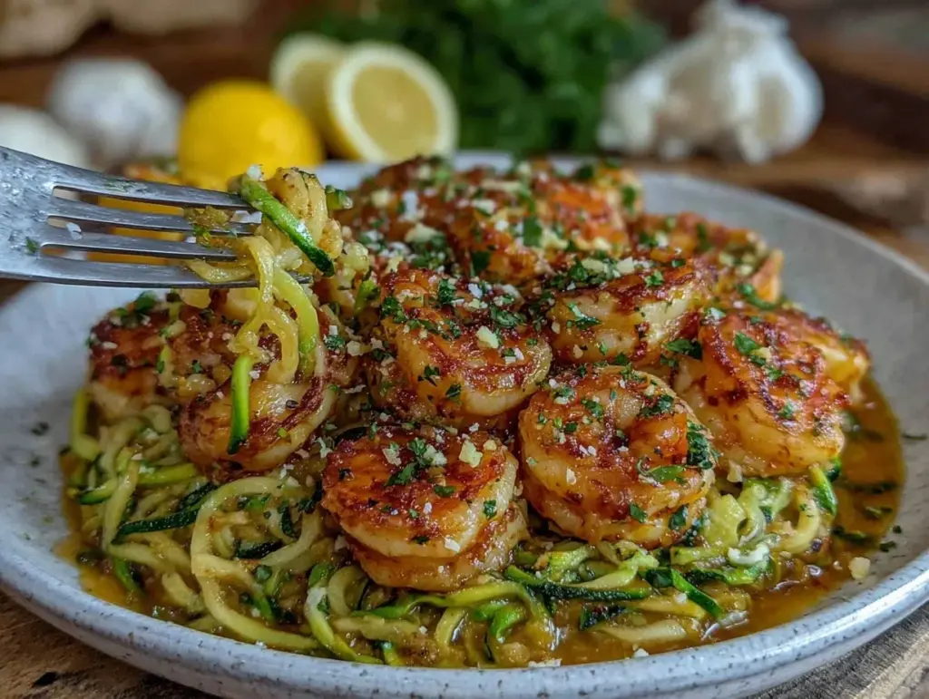 Sautéed Shrimp and Zucchini Noodles with Garlic Butter Sauce