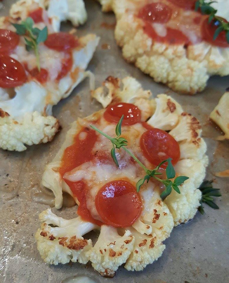 Cauliflower 'Pizza' Bites with Turmeric Tomato Base