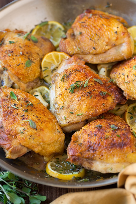 Half-Roasted Lemon Herb Chicken with Garlic Potatoes