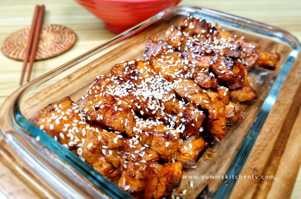 Pan-Fried Pork Belly with Korean Spicy Gochujang Glaze