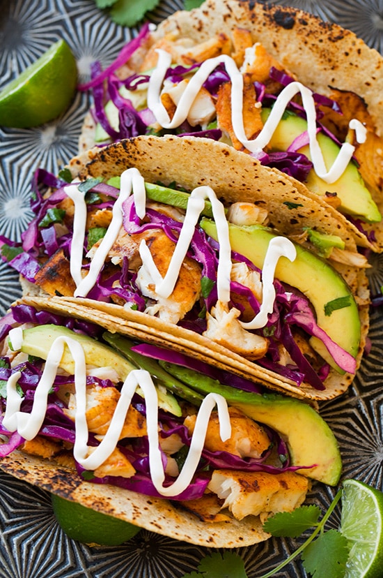 Sautéed Blue Corn Tortilla Tacos with Spicy Red Cabbage Slaw