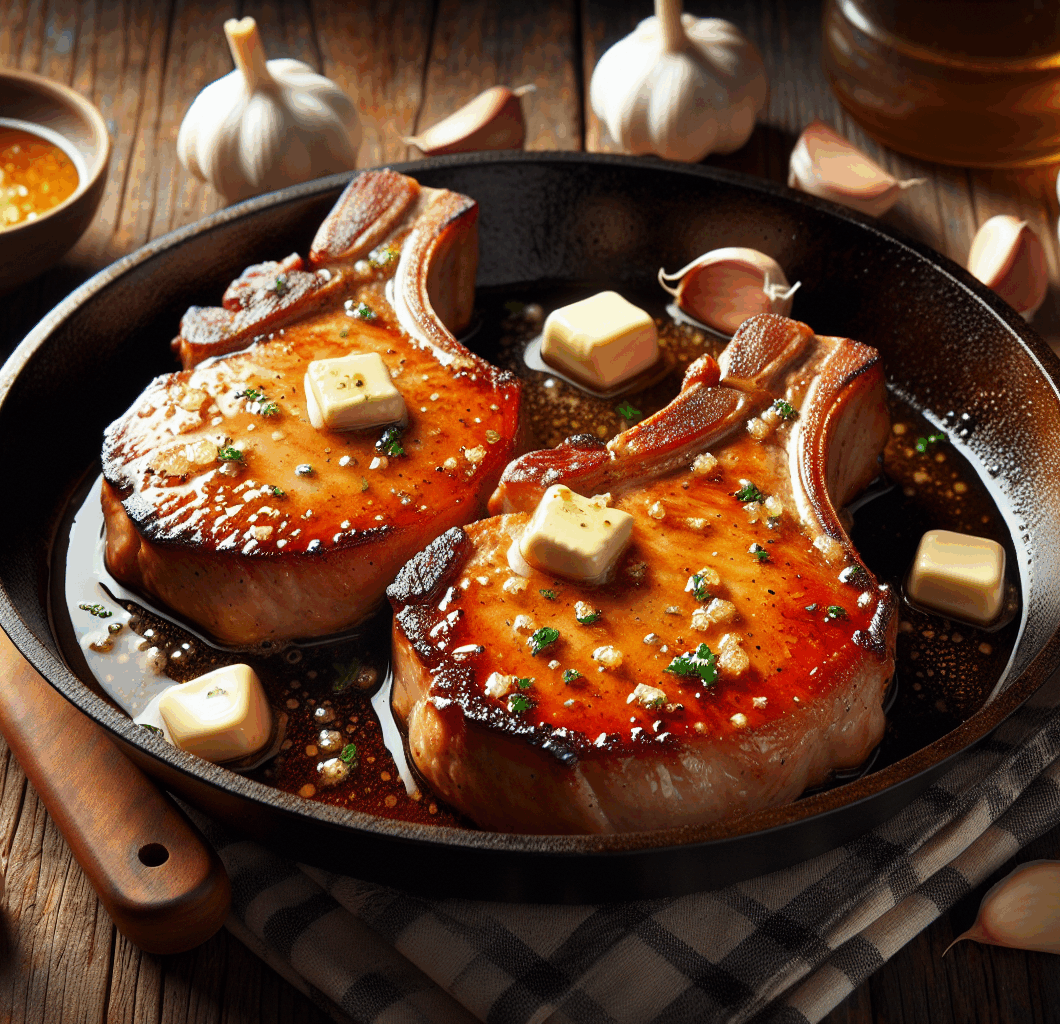 Pan-Seared Pork Chops with Black Pepper and Garlic Butter