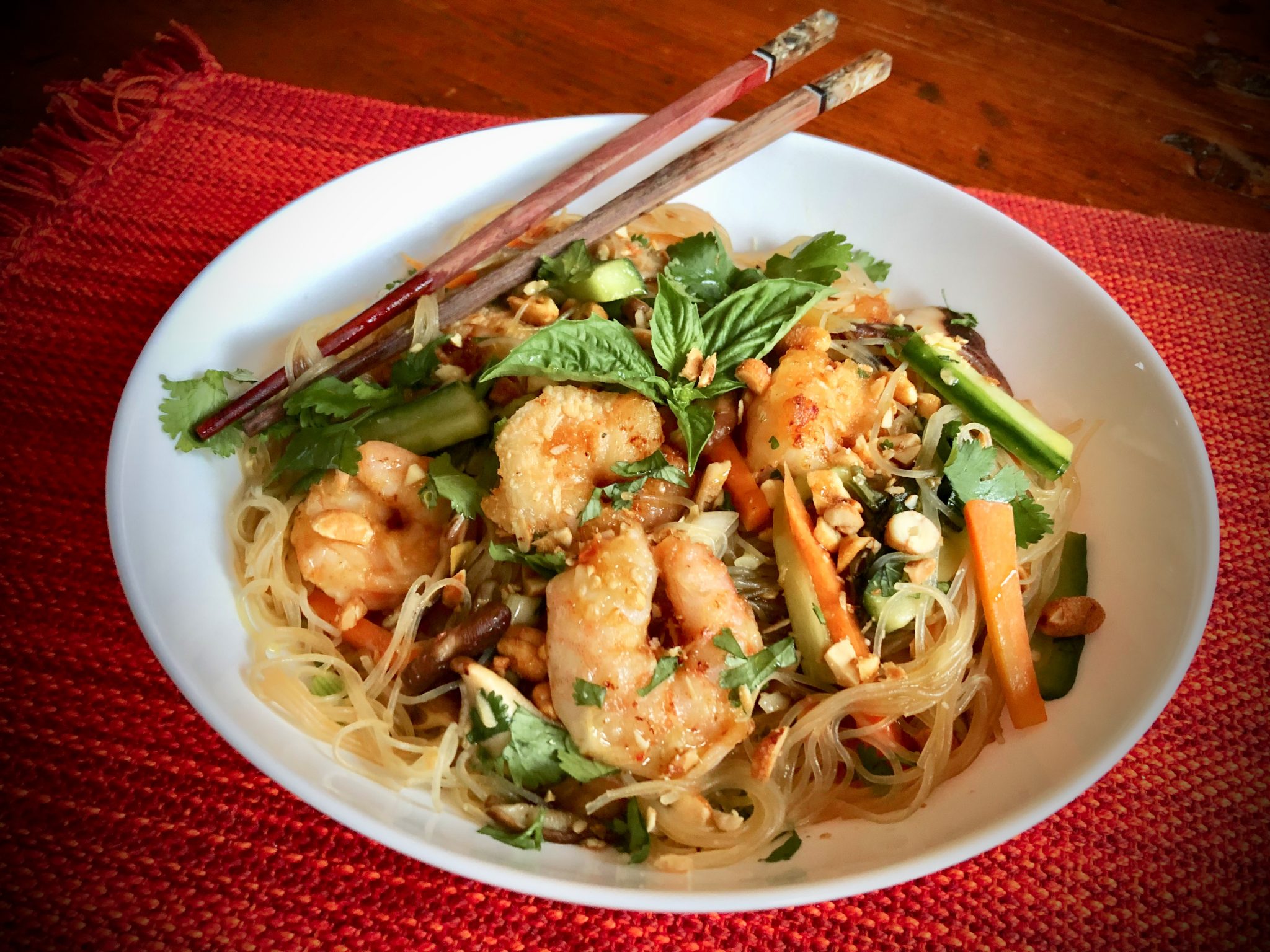 Stir-Fried Rice Vermicelli with Shrimp and Thai Basil