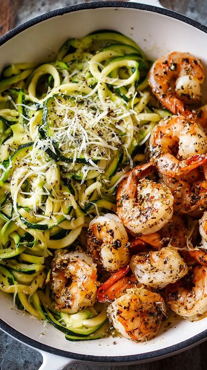 Sautéed Garlic Shrimp with Zucchini Noodles and Fresh Herbs