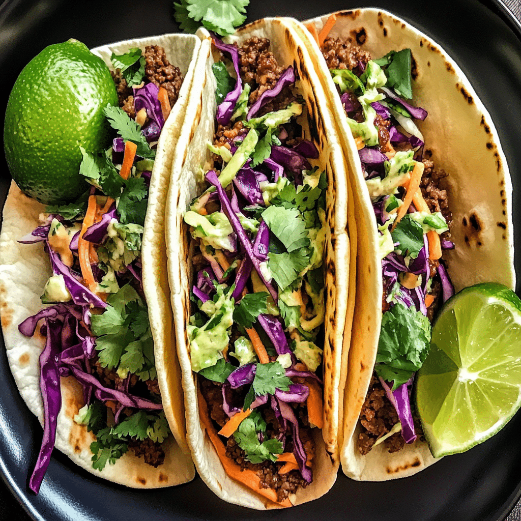 Spiced Red Chili and Blue Corn Tortilla Tacos with Cilantro-Lime Slaw