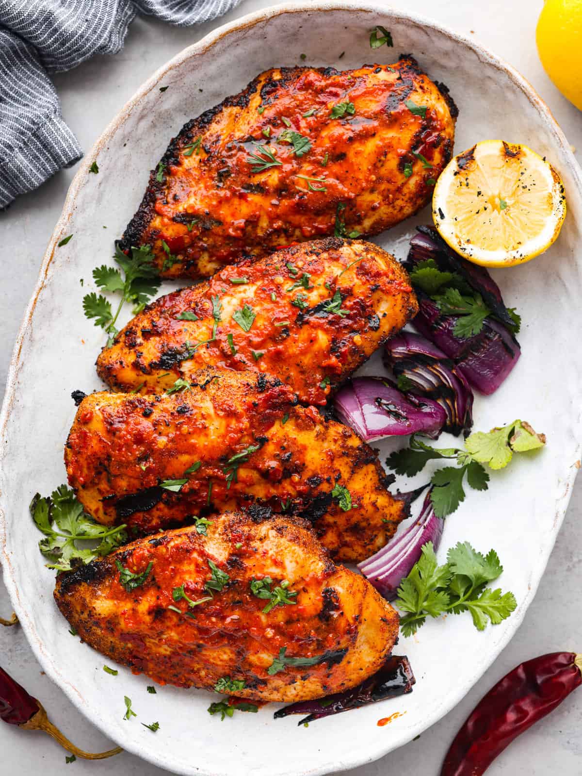Sautéed Chicken with Spiced Chickpeas and Harissa Drizzle