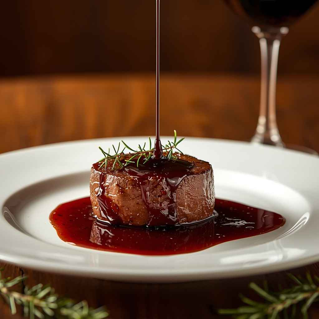 Seared Beef Medallions with Red Wine Reduction