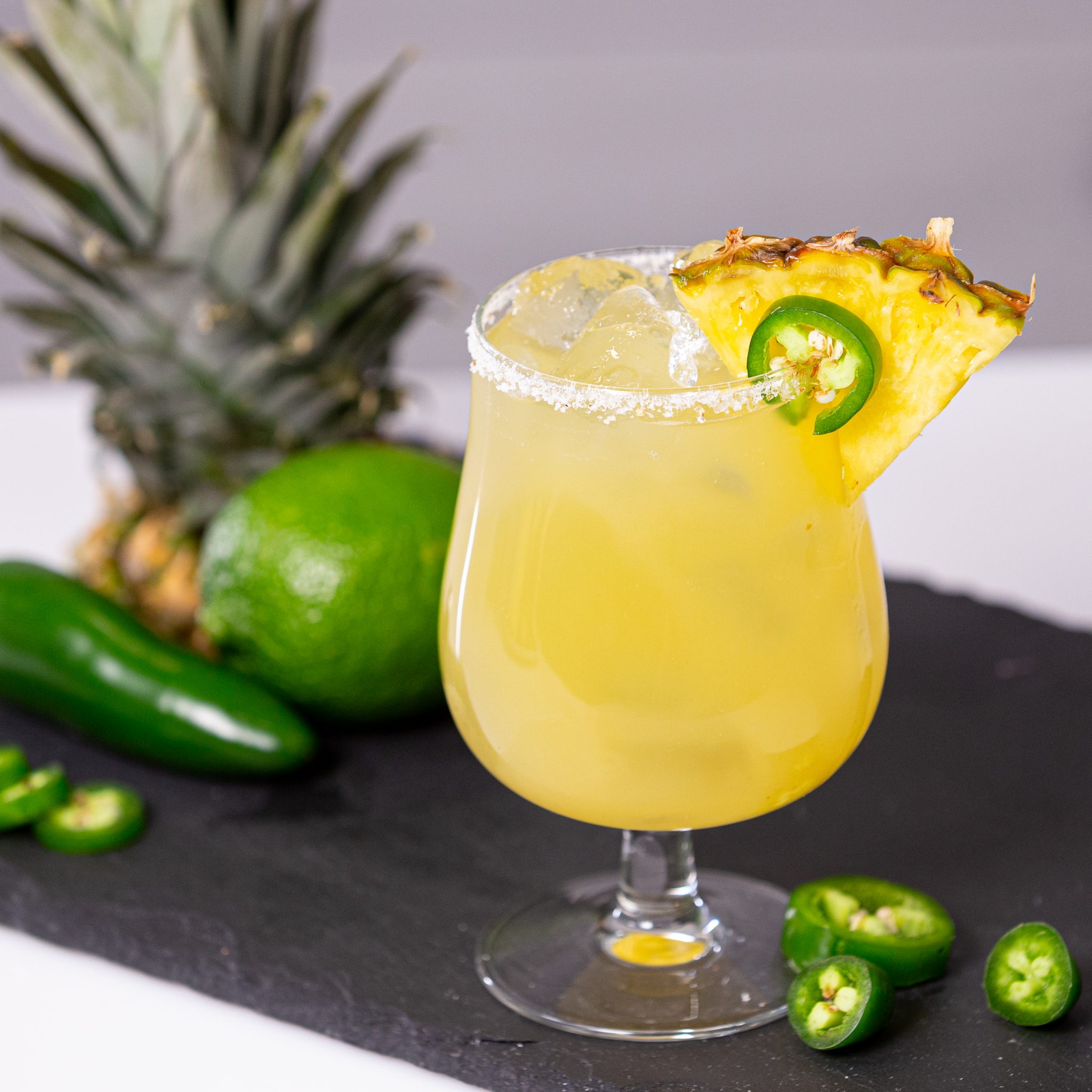 Pineapple Jalapeño Margarita on the Rocks