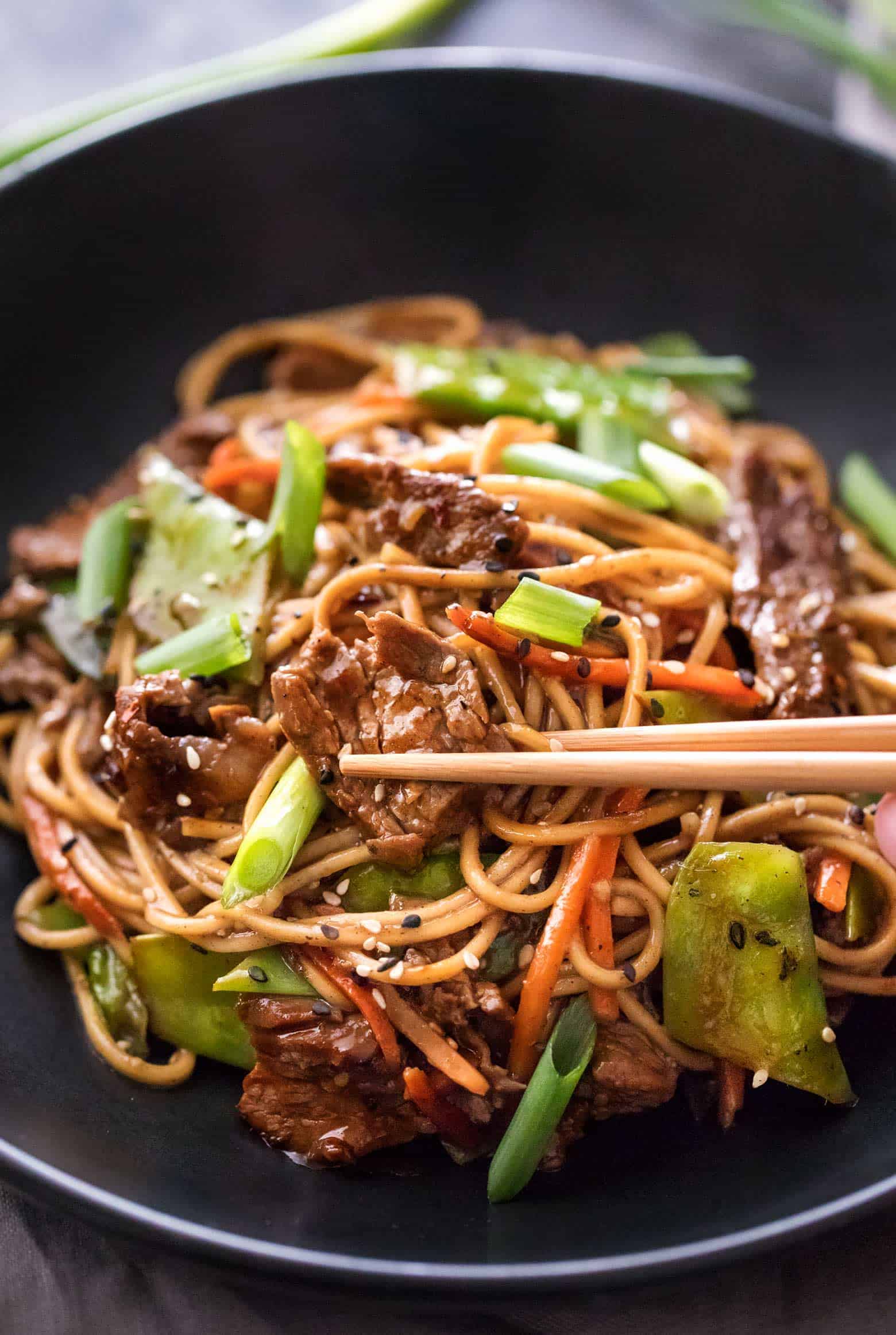 Zucchini Noodles Stir-Fried with Sesame Beef