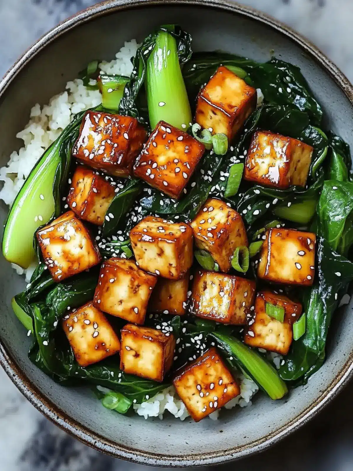 Sautéed Garlic-Ginger Tofu with Bok Choy and Sesame