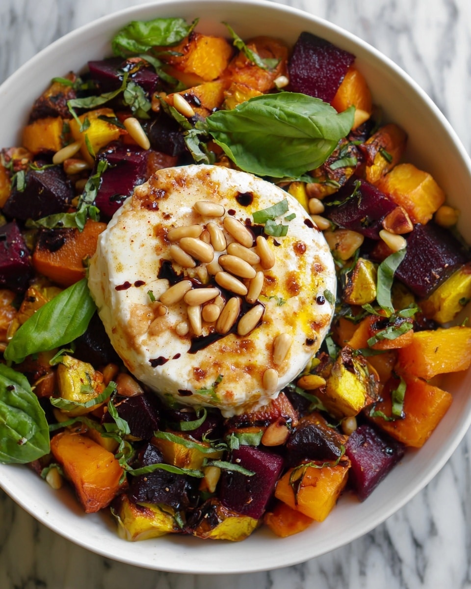 Baked Pine Nut and Honey Drizzled Feta Salad