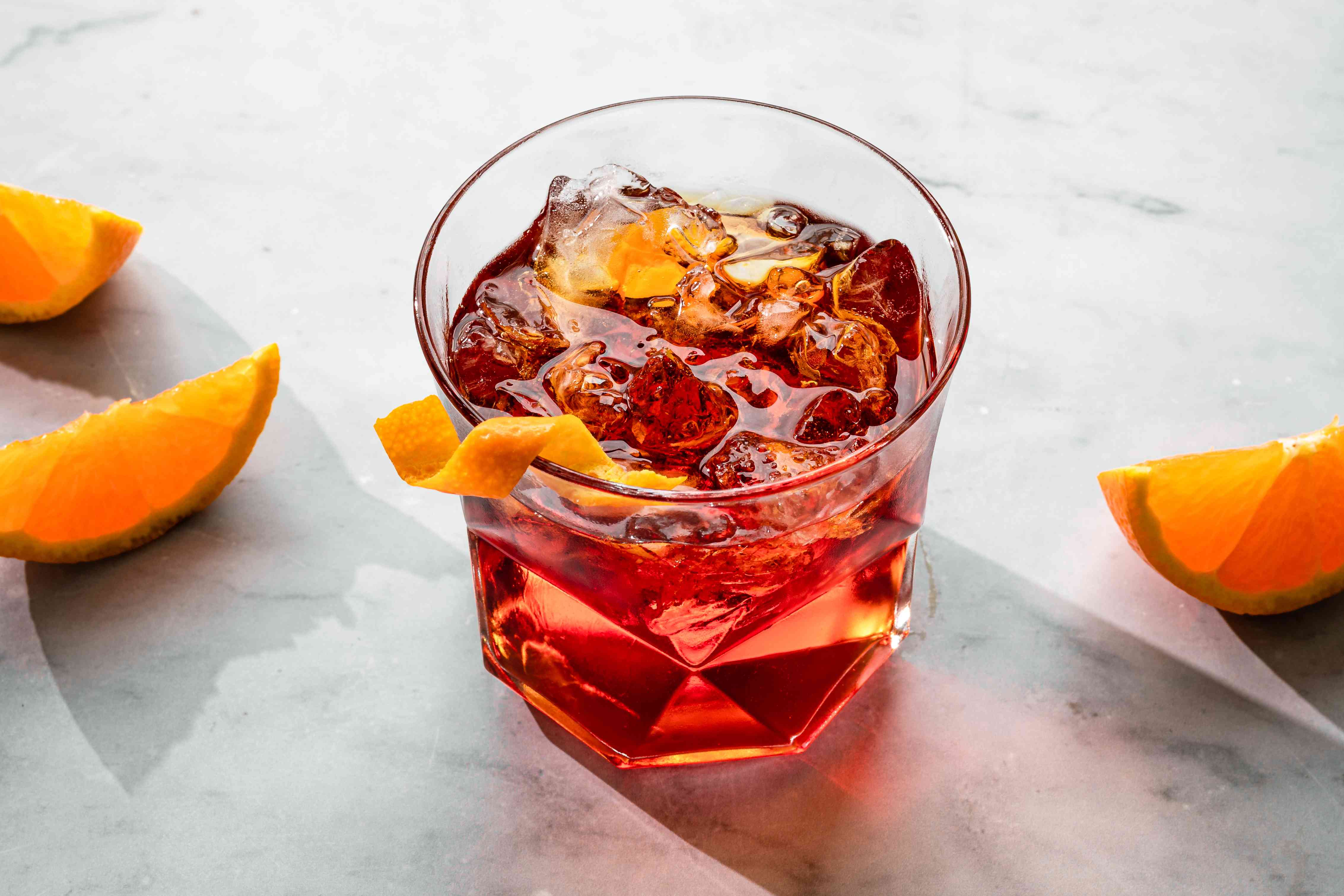 Stirred Aged Rum Negroni with Orange Twist