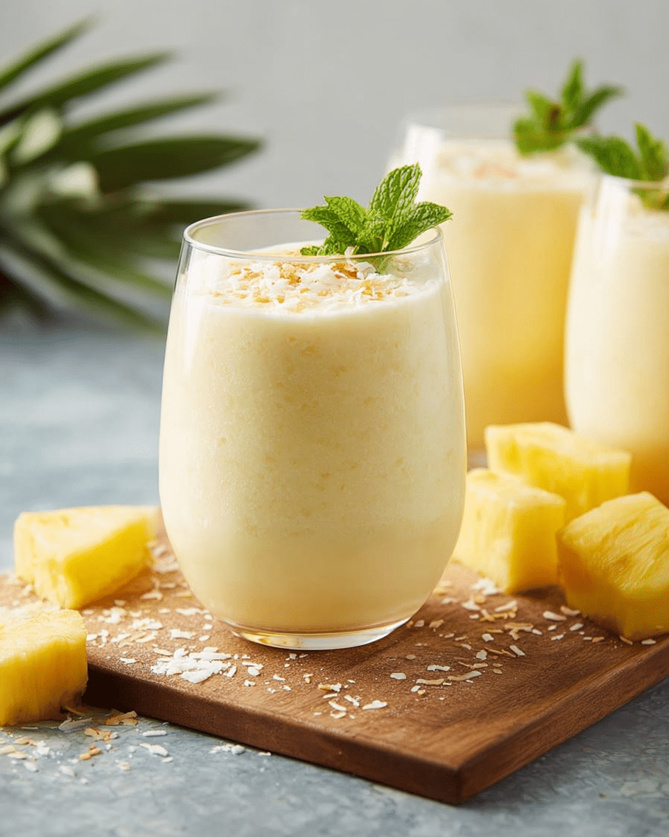 Tropical Piña Colada Smoothie with Coconut Cream