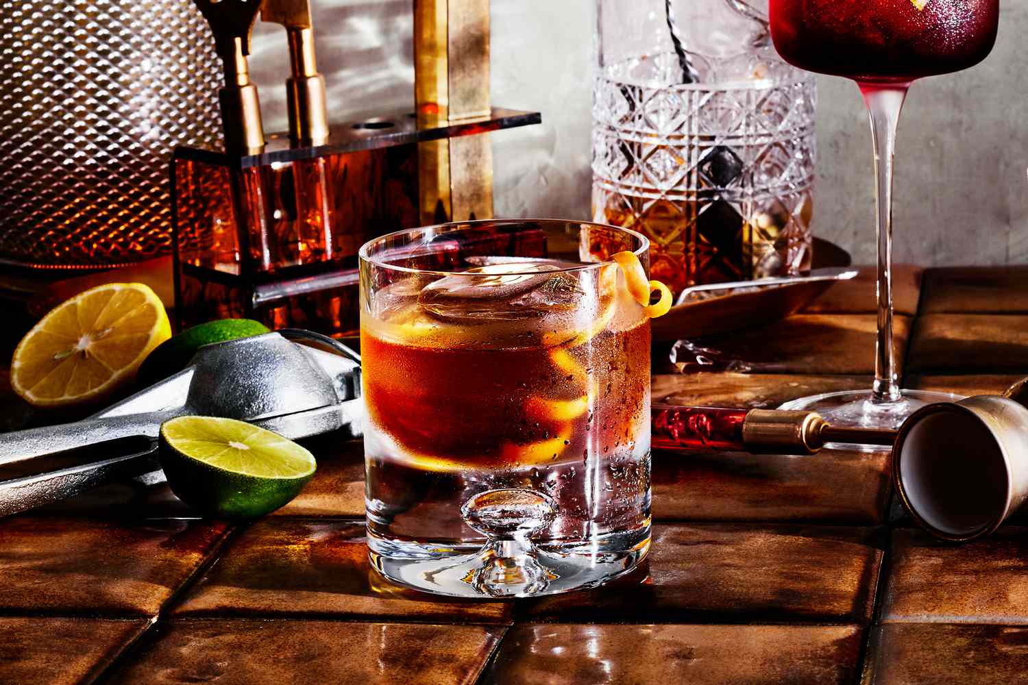 Complex Venezuelan Rum and Vermouth Cocktail with Coffee Salt