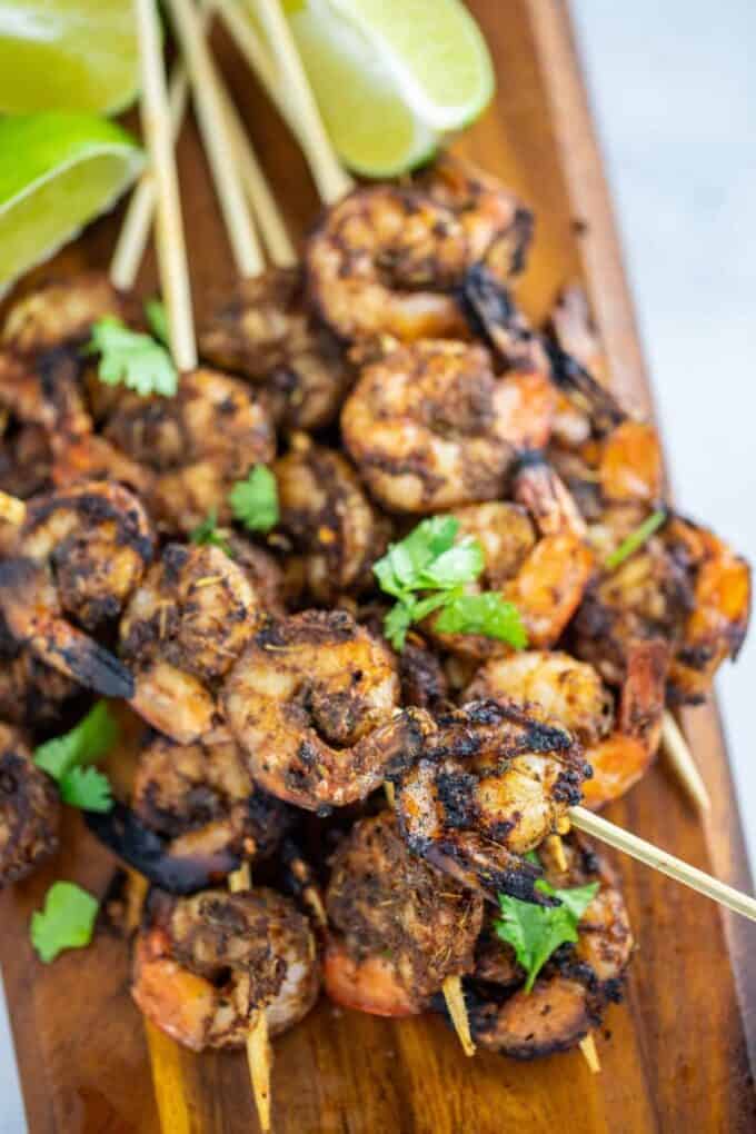 Vinegar-Pickled Caribbean Jerk Shrimp Skewers