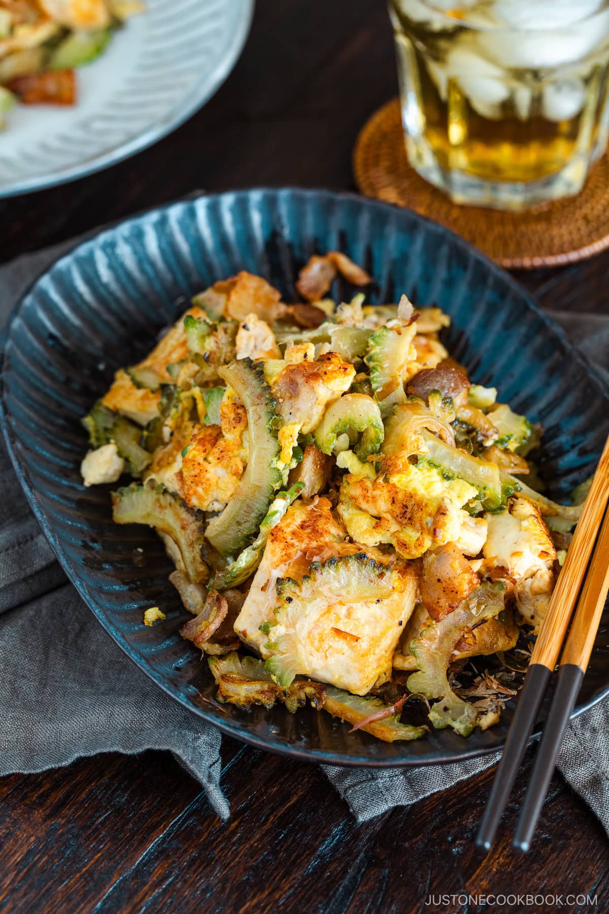 Simmered Goya Champuru with Tofu and Eggs