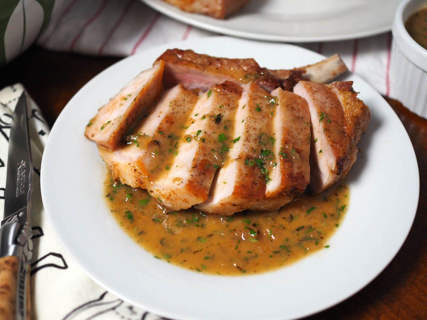 Pan-Seared Pork Chops with Hidden Apple Cider Pan Sauce