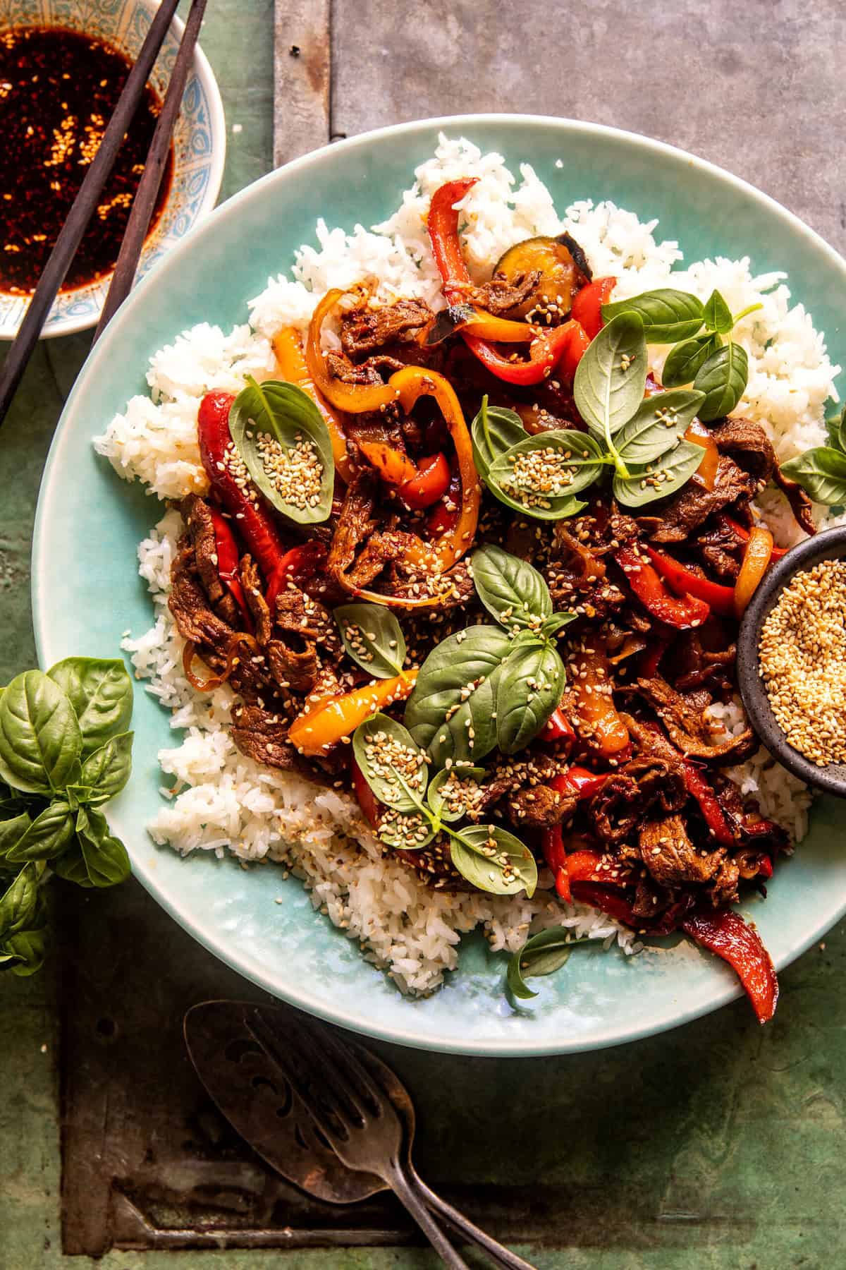 Stir-Fried Thai Basil Beef with Garlic and Chili