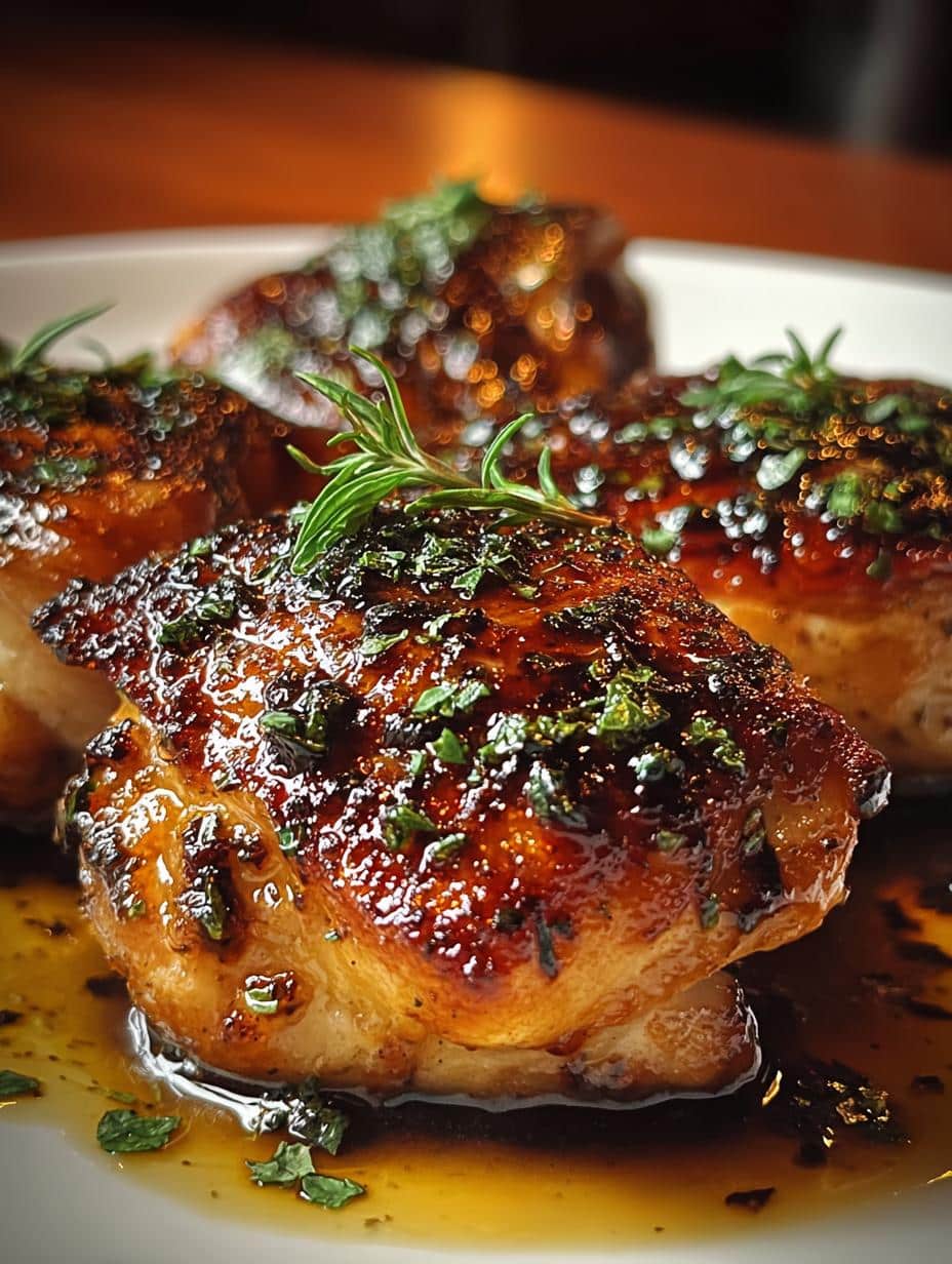 Pan-Seared Tuscan Chicken Thighs with Balsamic Glaze and Rosemary
