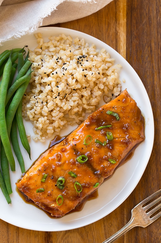 Half-Glazed Maple Soy Salmon with Sesame Seeds