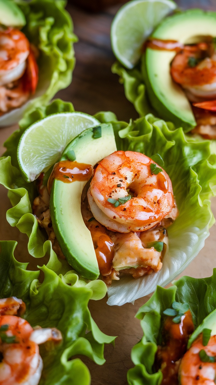 Fantasy 5 Spicy Shrimp and Avocado Lettuce Wraps
