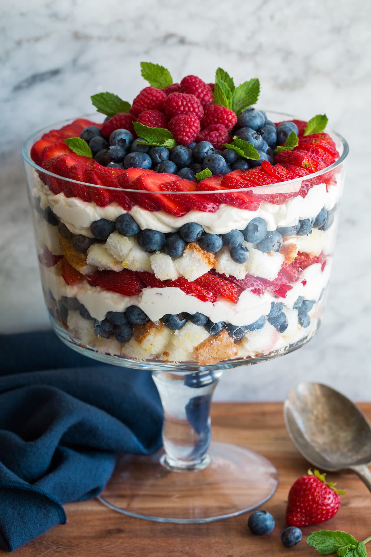 Layered Berry Flag Trifle with Vanilla Whipped Cream