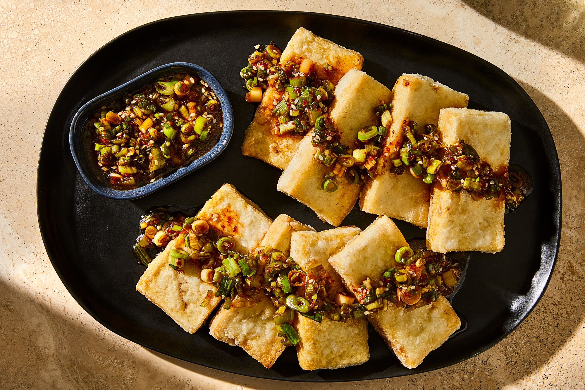 Pan-Fried Asian-Style Tofu with Sesame-Ginger Sauce