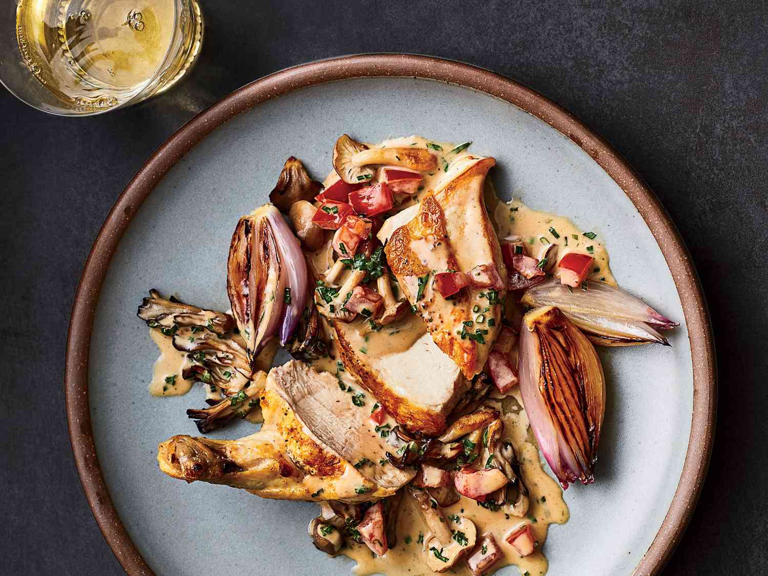 Pan-Roasted Chicken with Velvety Red Wine and Shallot Sauce