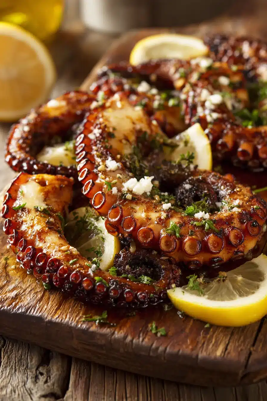 Lemon-Oregano Grilled Octopus with Olive Oil and Fresh Parsley