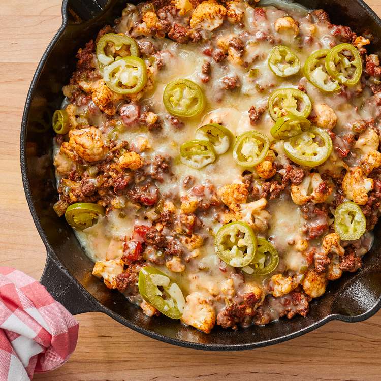 One-Pot Spiced Beef and Cauliflower Rice Skillet