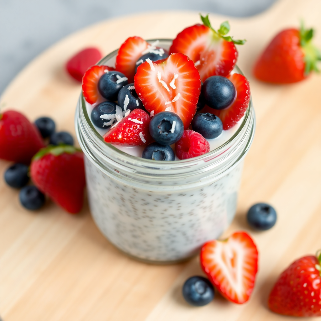 No-Bake Chia Coconut Pudding with Mixed Berries