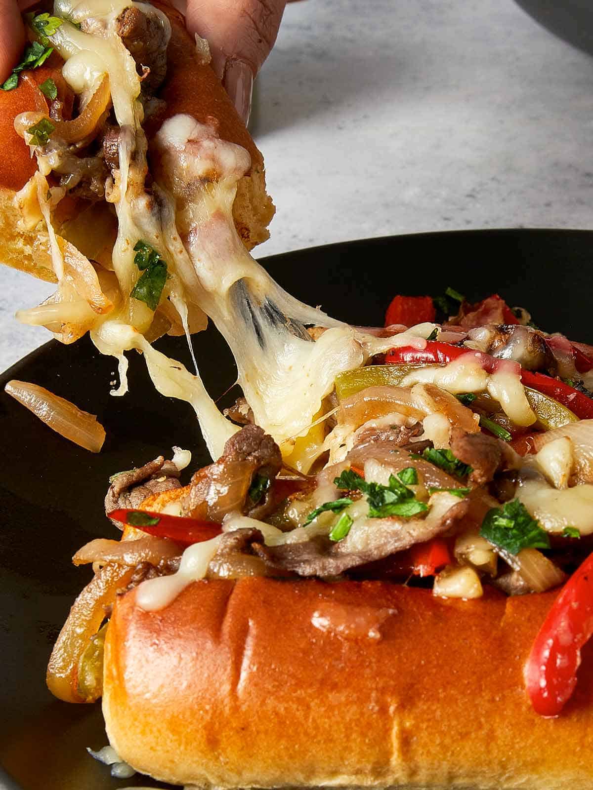 Skillet Philly Cheesesteak with Sautéed Bell Peppers