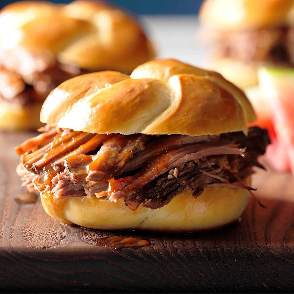 Wildwood Smoke-Inspired Smoked Brisket Sandwiches with Pickled Onions